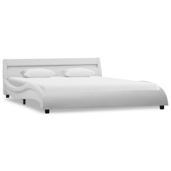 Cadre de lit avec LED Blanc Similicuir 140 x 200 cm    