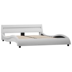Cadre de lit avec LED Blanc Similicuir 140 x 200 cm    