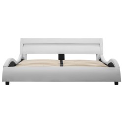 Cadre de lit avec LED Blanc Similicuir 140 x 200 cm    