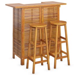 Ensemble de bar de jardin 3 pcs Bois d'acacia solide 