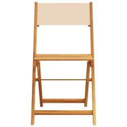 Ensemble à manger de jardin 5 pcs beige tissu et bois massif 