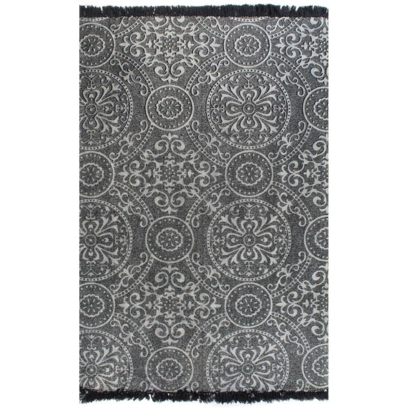 Tapis Kilim Coton 120 x 180 cm avec motif Gris Tapis Kilim Coton 120 x 180 cm avec motif Gris