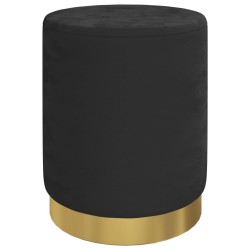 Tabouret de rangement rond Noir Velours 