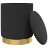 Tabouret de rangement rond Noir Velours 