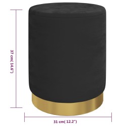 Tabouret de rangement rond Noir Velours 