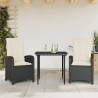 Ensemble à manger de jardin avec coussins 3 pcs Noir 