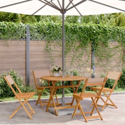Ensemble à manger de jardin 5 pcs taupe tissu et bois massif 