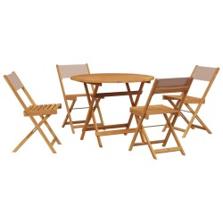 Ensemble à manger de jardin 5 pcs taupe tissu et bois massif 