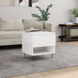 Table basse blanc brillant 50x46x50 cm bois d'ingénierie 