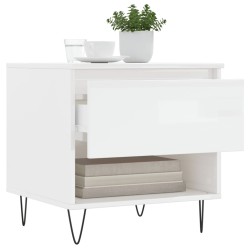 Table basse blanc brillant 50x46x50 cm bois d'ingénierie 