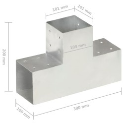 Connecteur de poteau Forme en T Métal galvanisé 101x101 mm 