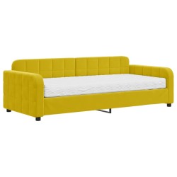 Lit de jour avec matelas jaune 90x200 cm velours 