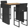 Ensemble de bar de jardin 3 pcs sans coussins noir poly rotin 