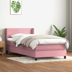 Sommier à lattes de lit avec matelas rose 80x210 cm velours 