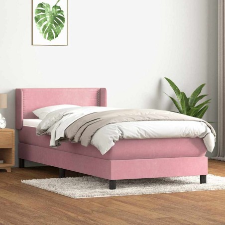 Sommier à lattes de lit avec matelas rose 80x210 cm velours 
