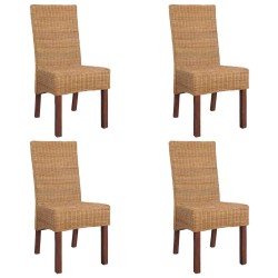 Chaises à manger lot de 4 marron rotin naturel 