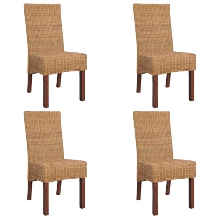 Chaises à manger lot de 4 marron rotin naturel 