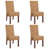 Chaises à manger lot de 4 marron rotin naturel 