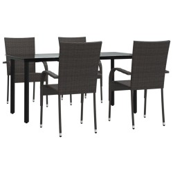 Ensemble à manger de jardin 5 pcs Marron Résine tressée 