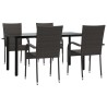 Ensemble à manger de jardin 5 pcs Marron Résine tressée 