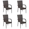 Ensemble à manger de jardin 5 pcs Marron Résine tressée 