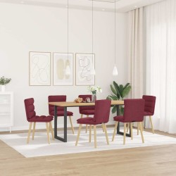 Chaises à manger lot de 6 rouge bordeaux tissu 