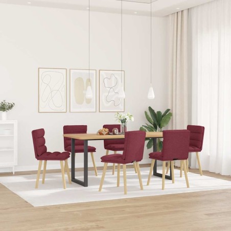 Chaises à manger lot de 6 rouge bordeaux tissu 