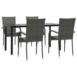 Ensemble à manger de jardin 5 pcs Gris Résine tressée 