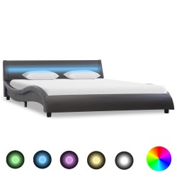 Cadre de lit avec LED Gris Similicuir 160 x 200 cm    