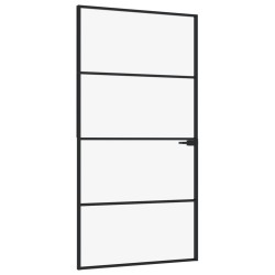 Porte d'intérieur Noir 102x201,5 cm Trempé verre aluminium fin 