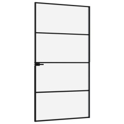 Porte d'intérieur Noir 102x201,5 cm Trempé verre aluminium fin 