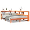 Lit bibliothèque sans matelas cire marron 150x200 cm pin massif 