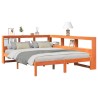 Lit bibliothèque sans matelas cire marron 150x200 cm pin massif 