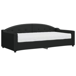Lit de jour avec matelas noir 90x200 cm tissu 