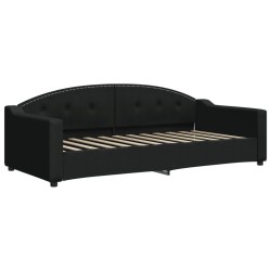 Lit de jour avec matelas noir 90x200 cm tissu 