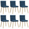Chaises à manger lot de 6 bleu tissu 