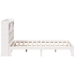 Lit bibliothèque sans matelas blanc 200x200 cm bois pin massif 