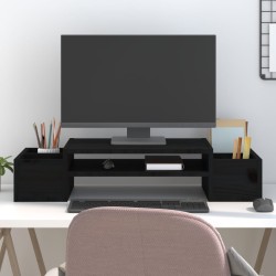 Support de moniteur Noir 70x27,5x15 cm Bois de pin solide 