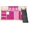 Lit superposé sans matelas avec toboggan et rideaux 80x200 cm 
