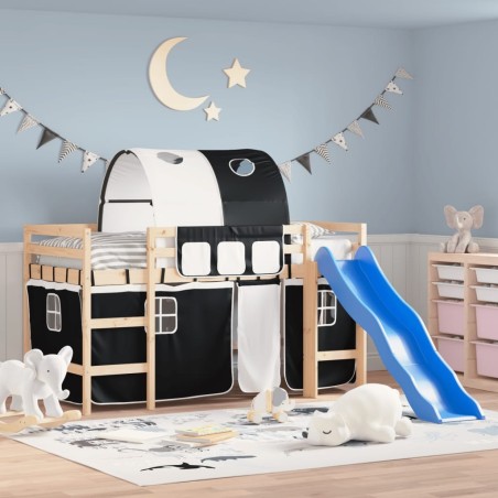 Lit mezzanine enfants avec tunnel sans matelas 80x200 cm 