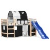 Lit mezzanine enfants avec tunnel sans matelas 80x200 cm 