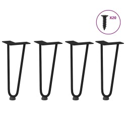Pieds en épingle à cheveux pour table basse 4 pièces Noir 30 cm Acier massif 