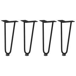 Pieds en épingle à cheveux pour table basse 4 pièces Noir 30 cm Acier massif 