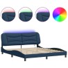 Cadre de lit avec LED sans matelas bleu 180x200 cm tissu 