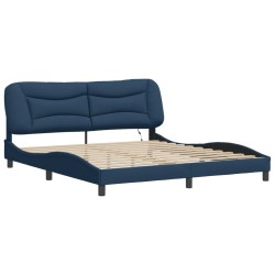 Cadre de lit avec LED sans matelas bleu 180x200 cm tissu 