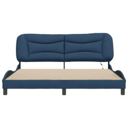 Cadre de lit avec LED sans matelas bleu 180x200 cm tissu 