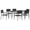Ensemble à manger de jardin 7 pcs Noir Résine tressée 