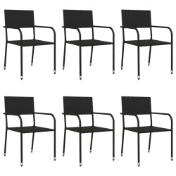 Ensemble à manger de jardin 7 pcs Noir Résine tressée 