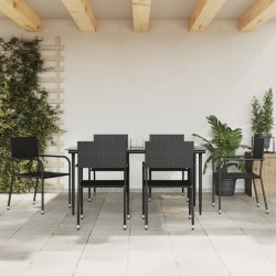 Ensemble à manger de jardin 7 pcs noir résine tressée et acier 