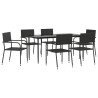 Ensemble à manger de jardin 7 pcs noir résine tressée et acier 